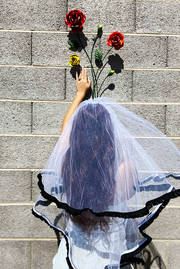 Black Fringe Bachelorette Veil – Boho Bride Statement Piece