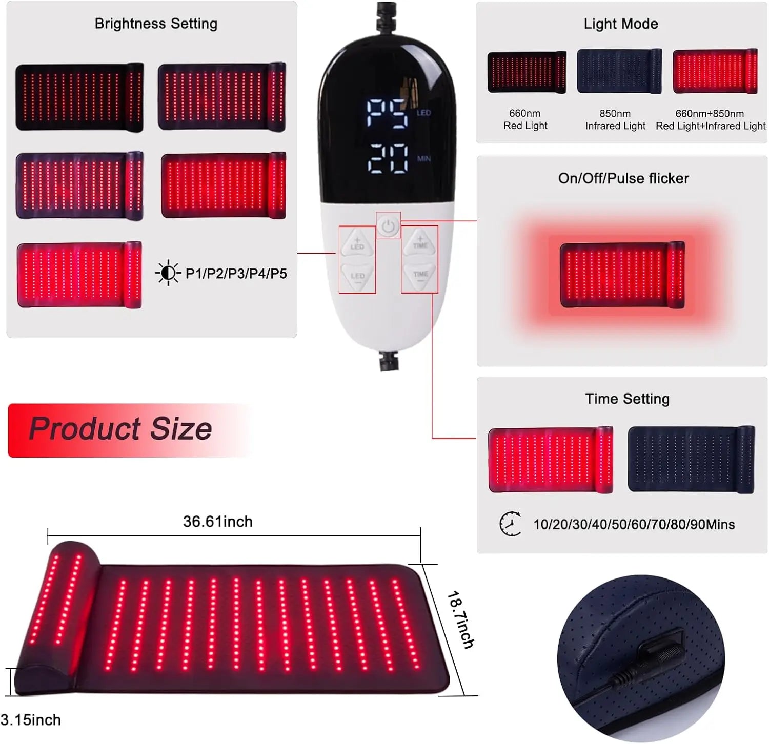 Red Light Therapy Mat with Neck Support