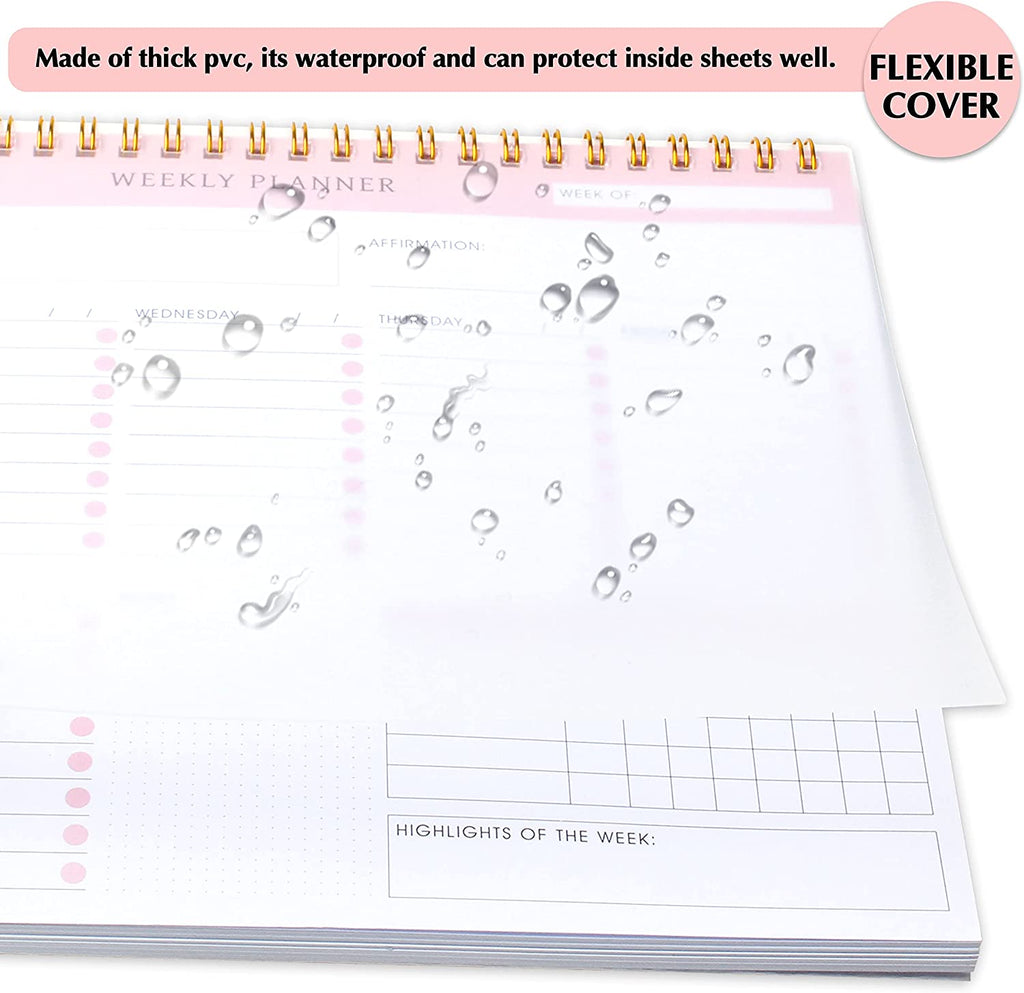 Undated Weekly Planner Notepad - Spiral to Do Planner, Schedule Planner with 52 Weeks, Undated Notepad Organizer & Habit Tracker - 9.5” X 7.8”