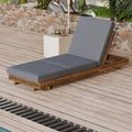 Lounge Chaise Set, Acacia Solid Wood With  LOUNGE CUSHION  Dark Grey TRIPLE FOLDS  - Matching Cream Version Available