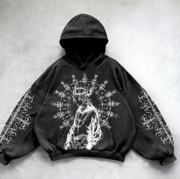 Y2K Streetwear Hoodie with Bold Graphic Print