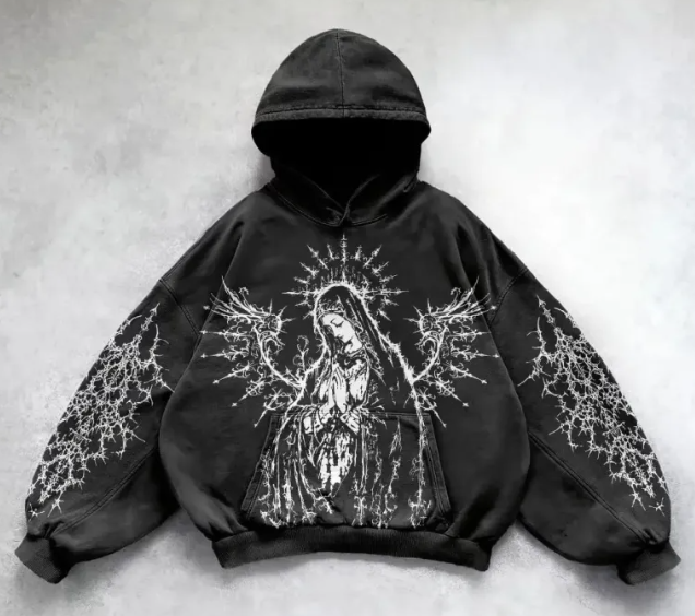 Y2K Streetwear Hoodie with Bold Graphic Print