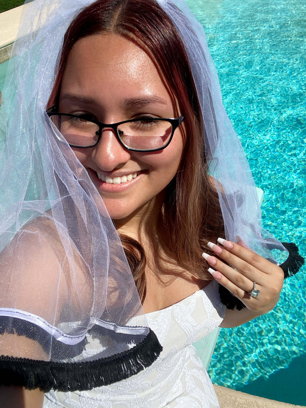 Black Fringe Bachelorette Veil – Boho Bride Statement Piece