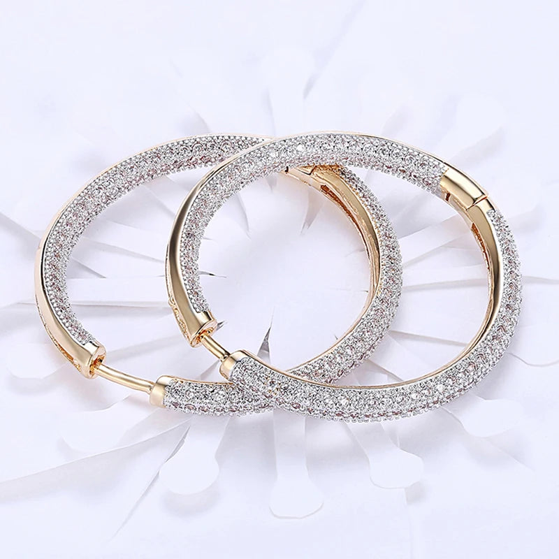 925 Silver 34mm 18K Gold Circle Hoop Earrings For Women Fashion...