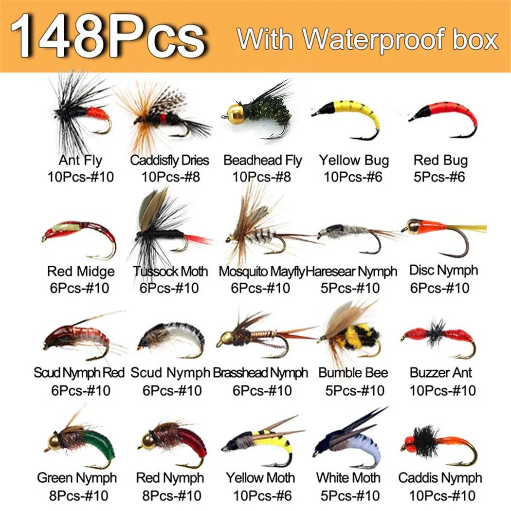 Trout Fly Fishing Kit - 40–148 Assorted Flies