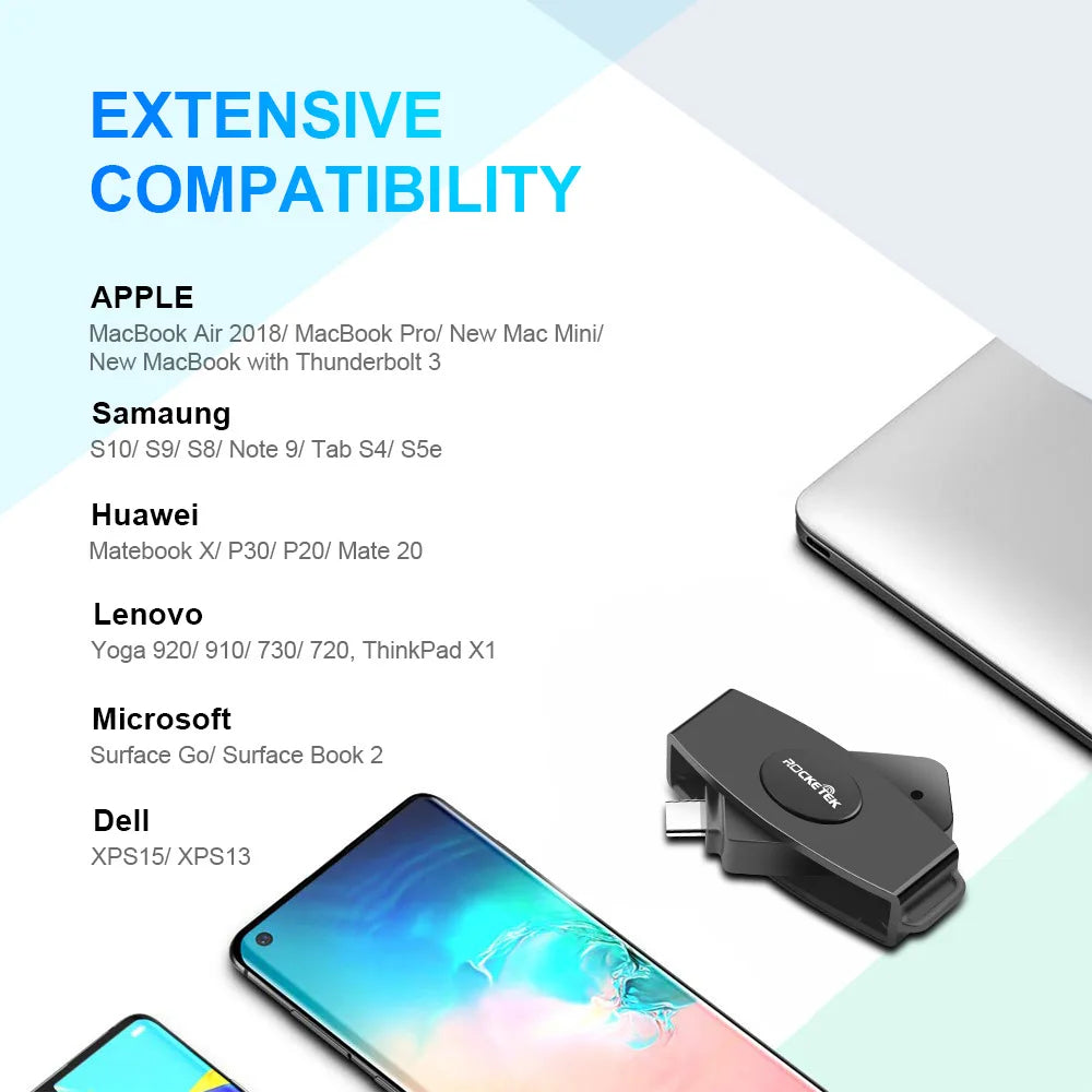 Smart Card Reader USB-C for ID, SIM & Bank Cards