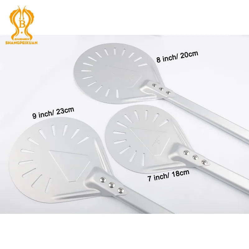 SHANGPEIXUAN Long Handle 7/ 8/ 9 Inch Perforated Pizza Turning Peel Pizza Shovel Aluminum Pizza Peel Non-Slip Handle Piz