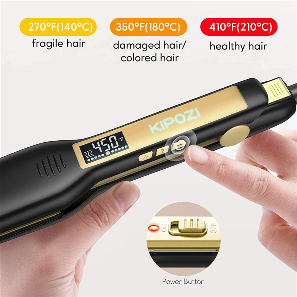 Titanium Flat Iron Hair Straightener with LCD Display