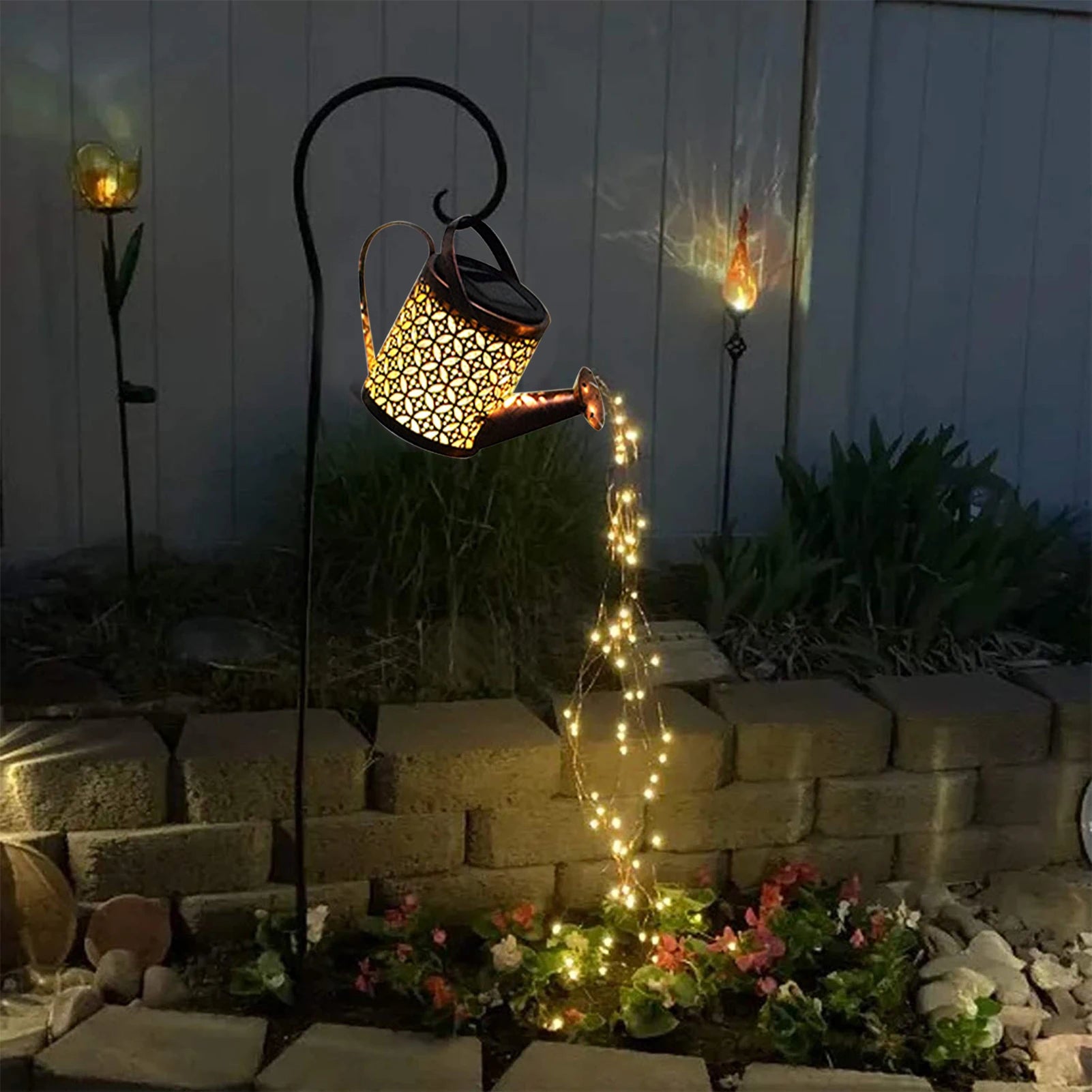 Solar LED Garden Lawn Lamp Creative Watering Can Sprinkles Star Type Shower Art Light Decoration Outdoor Gardening Lawn
