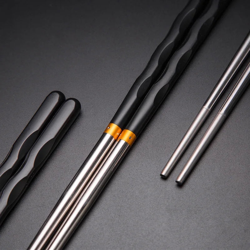 5pcs Set Pack Non-Slip Stainless Steel Chopsticks Reusable...