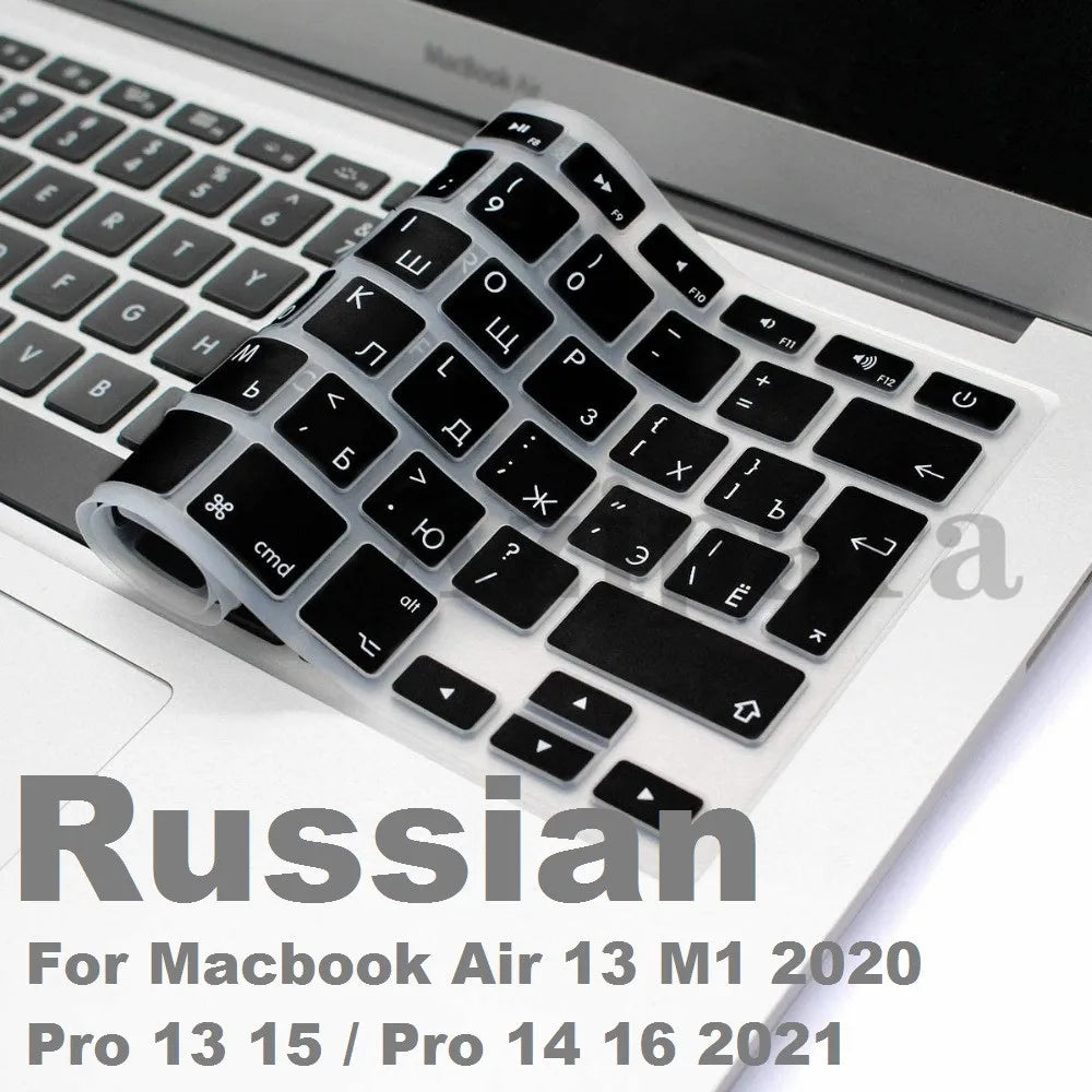 Soft Skin for Macbook Air 13 Pro 13 15 Pro 14 Pro 16 M1 Russian EU US Keyboard Cover A2337 A2338 A2442 Silicon