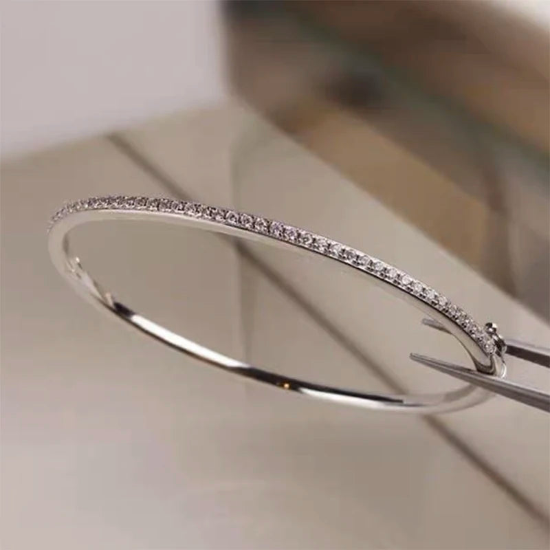 925 Sterling Silver Spinning Bangle with Cubic Zirconia