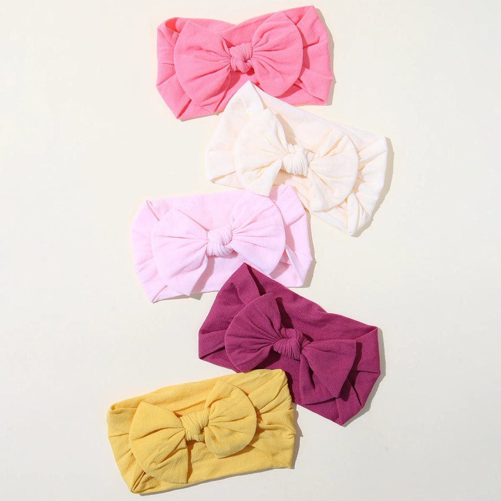 Soft Elastic Baby Headbands Set – 5 Adorable Bows
