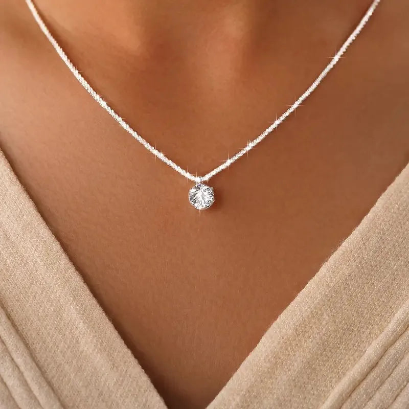 LOUTF 1CT Sparkling Luxury Moissanite Diamond White Pendant Necklace for Women 925 Sterling Silver High Quality Fine Jewelry
