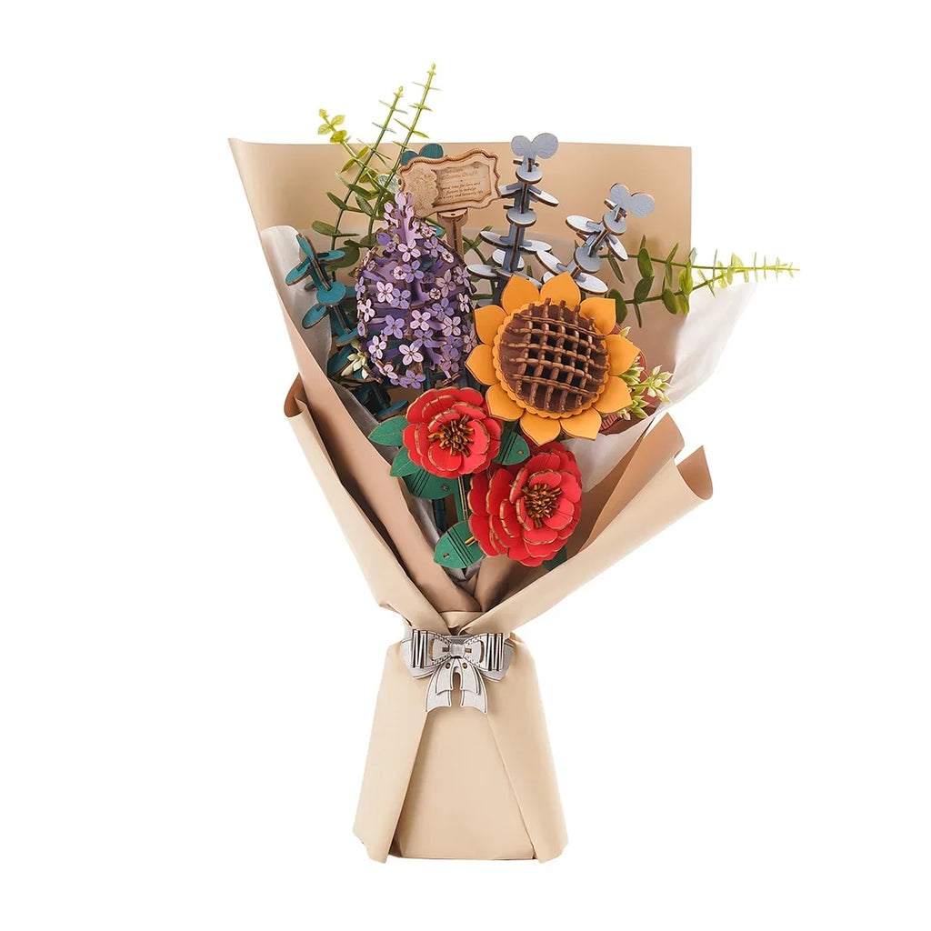 Robotime Rowood DIY Wooden Flower Bouquet Beautiful Hand-Make Gifts Eco-friend Materials 3D Wooden Puzzle for GirlFriend