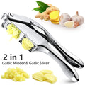 Dual Function Garlic Press & Slicer – Stainless Steel