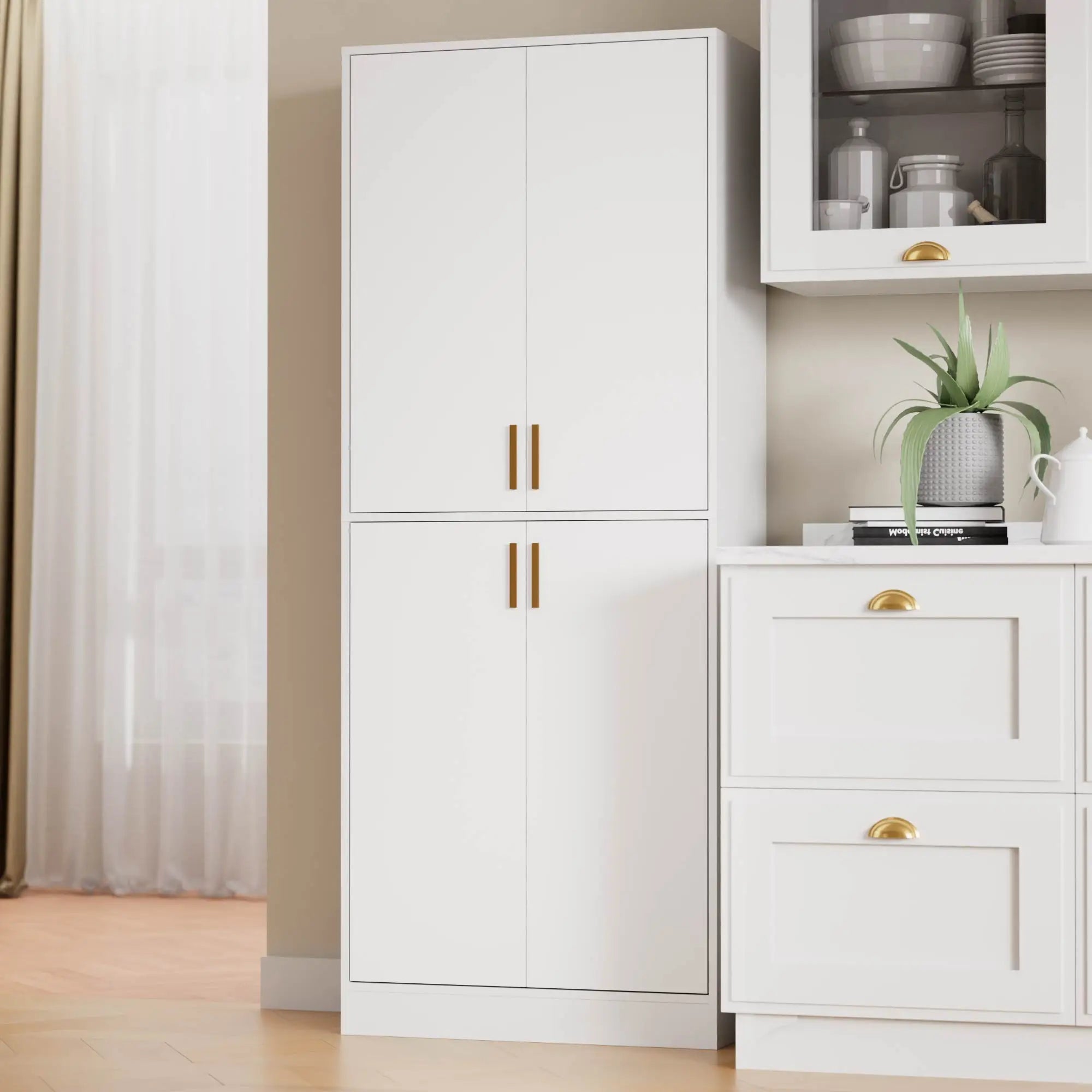 Boho Freestanding Kitchen Pantry Cabinet