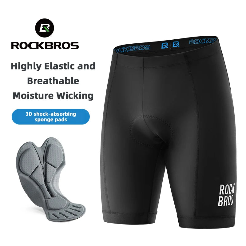 ROCKBROS Men's Cycling Shorts 3D Gel Pad Cycling Underwear Anti-Slip Breathable Bike Bicycle Liner Shorts Men MTB Road R