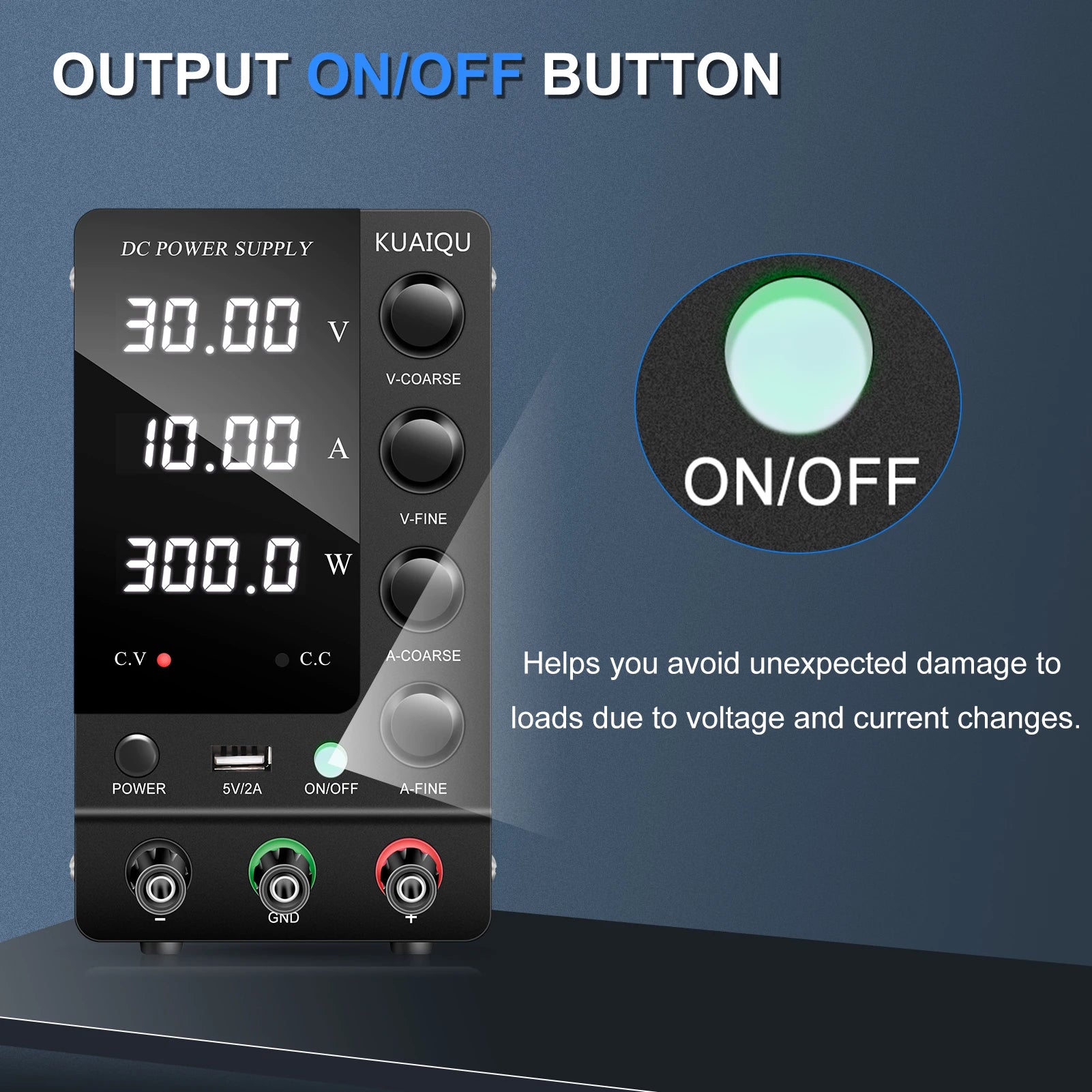 Adjustable DC Power Supply 30V 10A with Digital Display