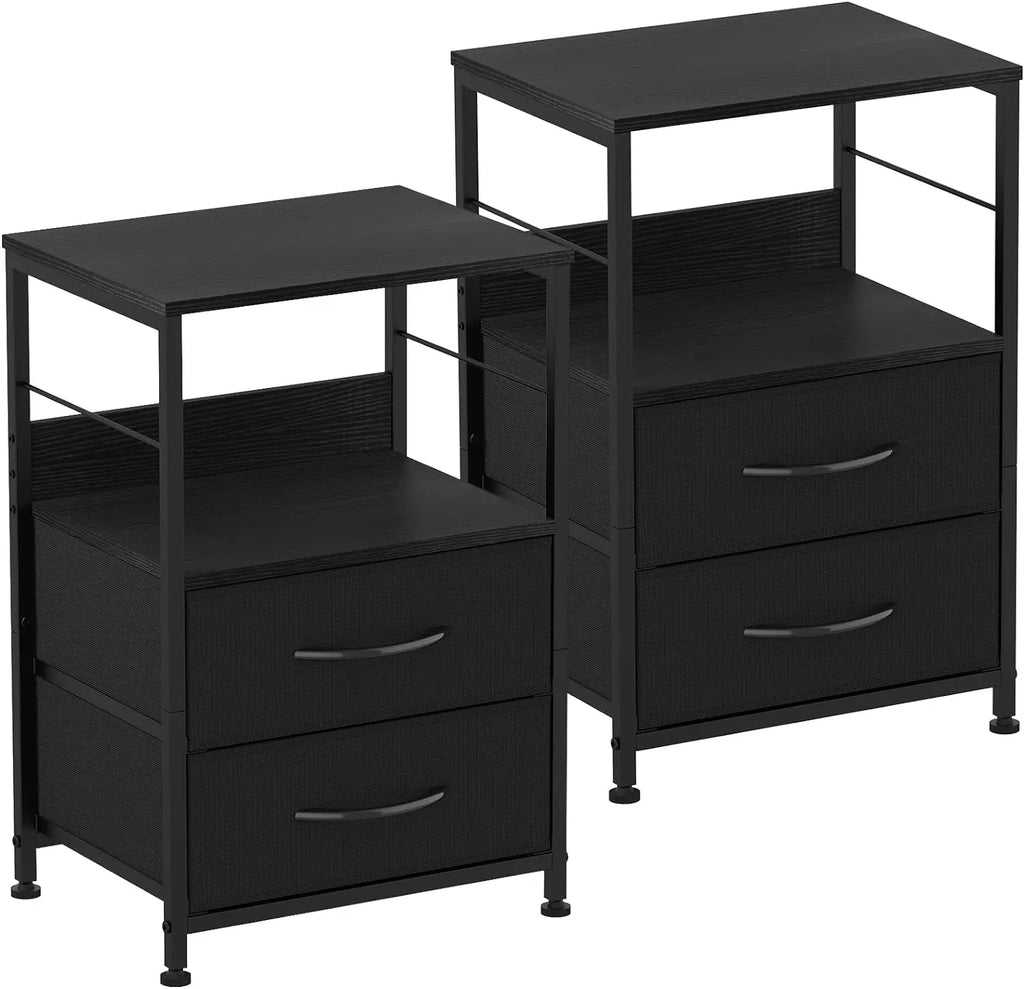 Pair of Bedside Tables with Fabric Storage Drawers