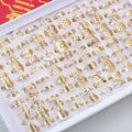 100 Pieces Stainless Steel Engraved Rings for Men and Women Fashion Charm Jewelry Gift Hollow Flower Finger Rings Lots