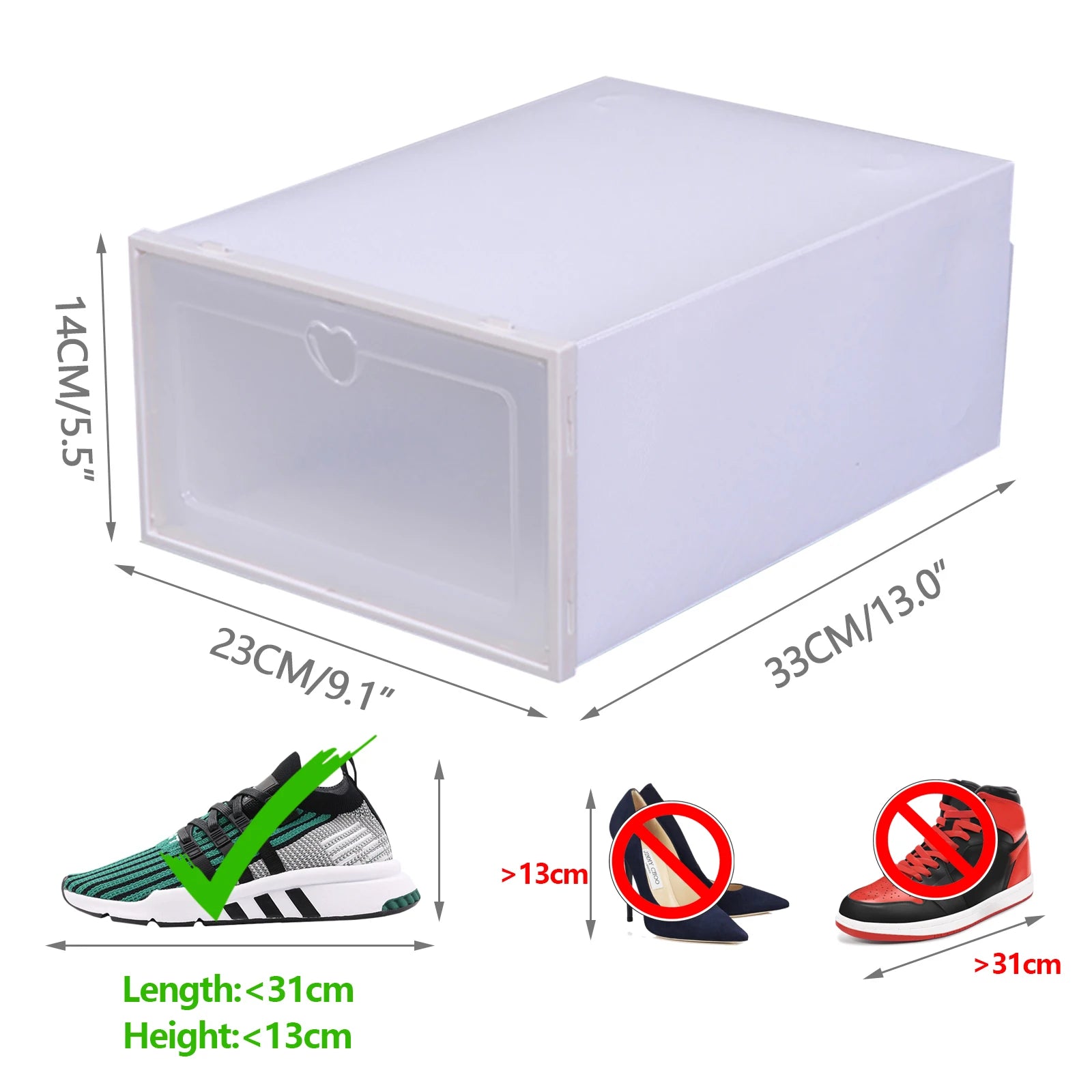 Foldable Shoe Boxes - Stackable Plastic Shoe Organizers for Home