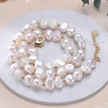 Natural Freshwater Pearls Baroque Shape Necklace Golden Small Bead S925 Sterling Silver Chain Fashion Jewelry Gifts for 