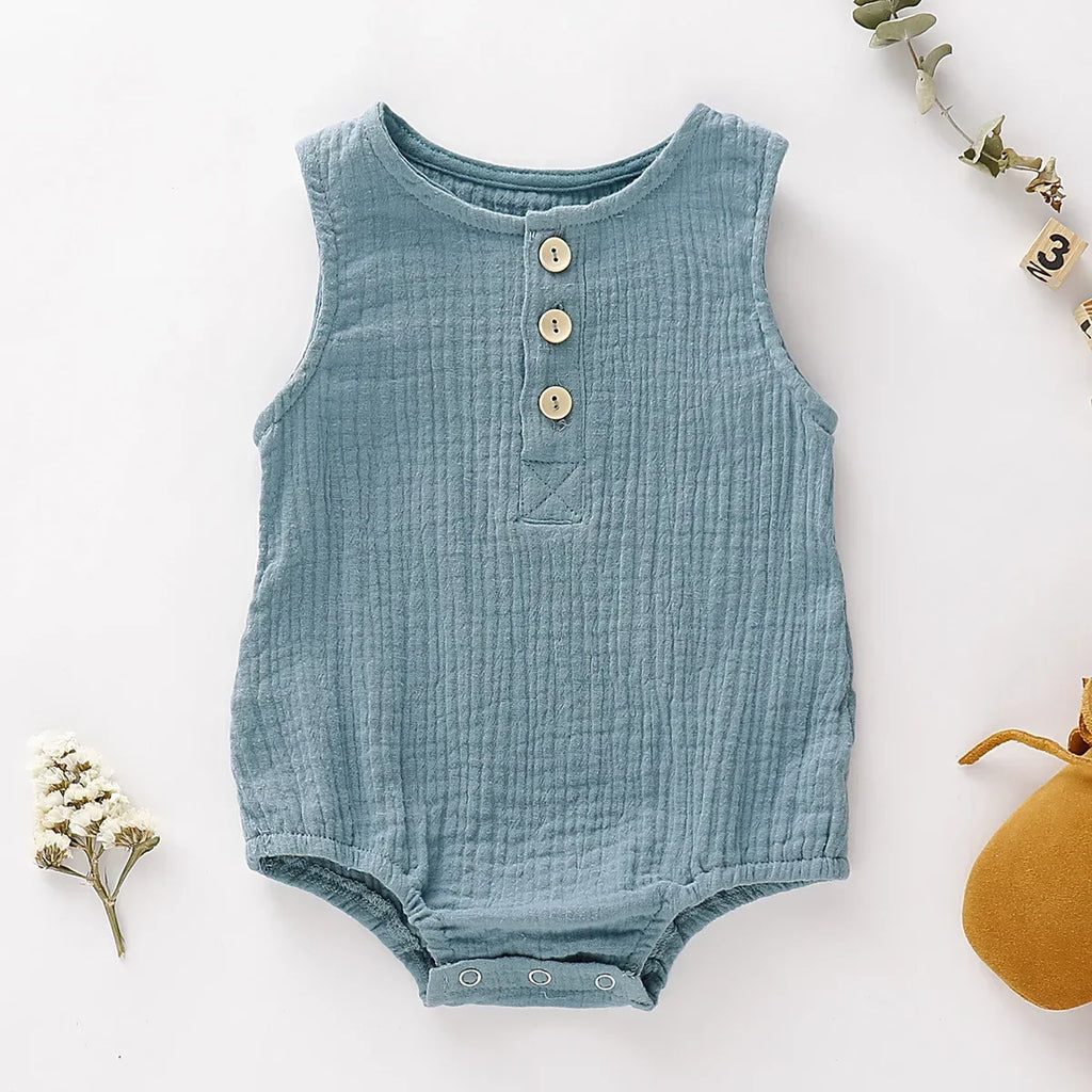 Summer Muslin Baby Romper – Sleeveless One-Piece