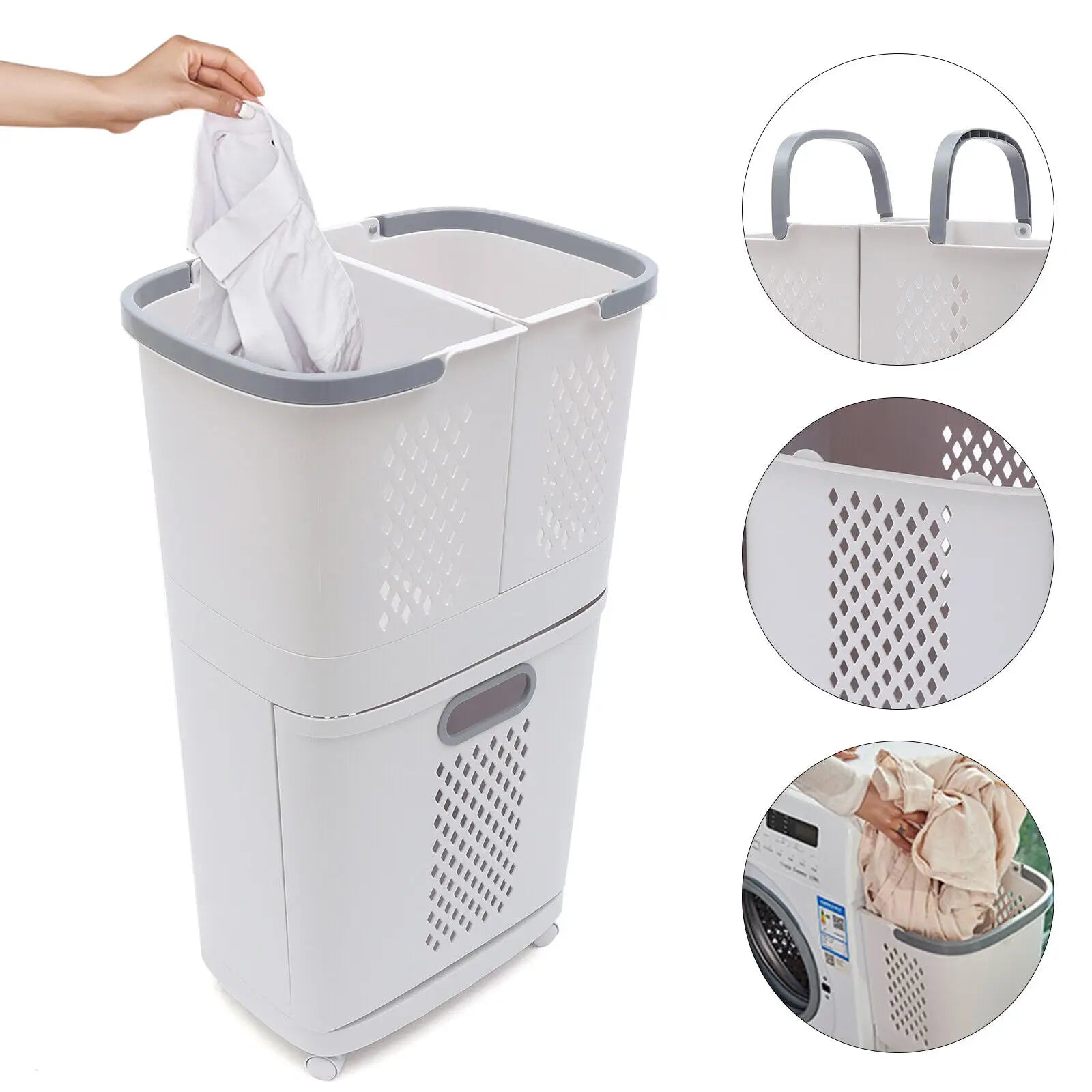 3-Tier Laundry Hamper with Removable Bags