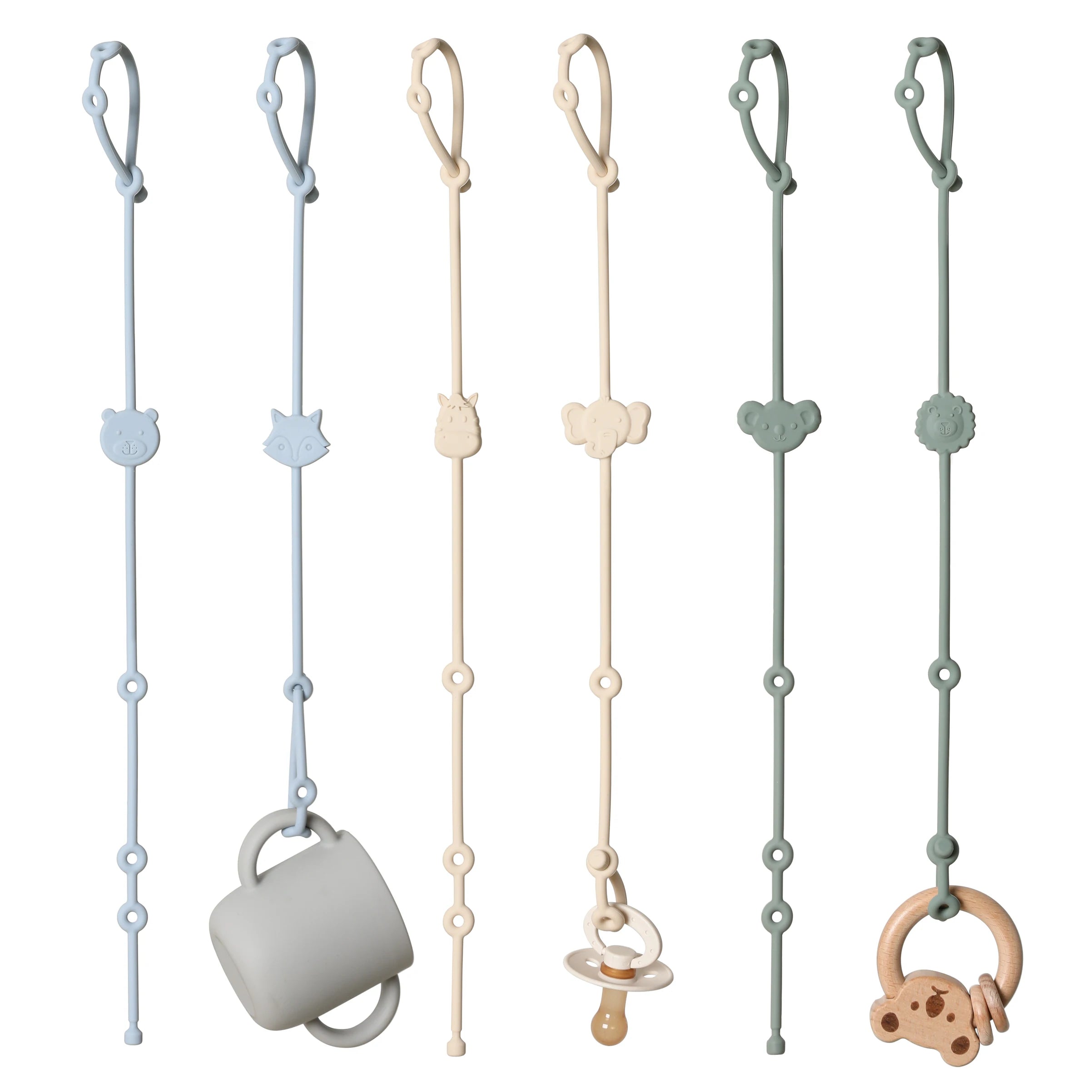Silicone Baby Toy Straps with Cute Animal Designs