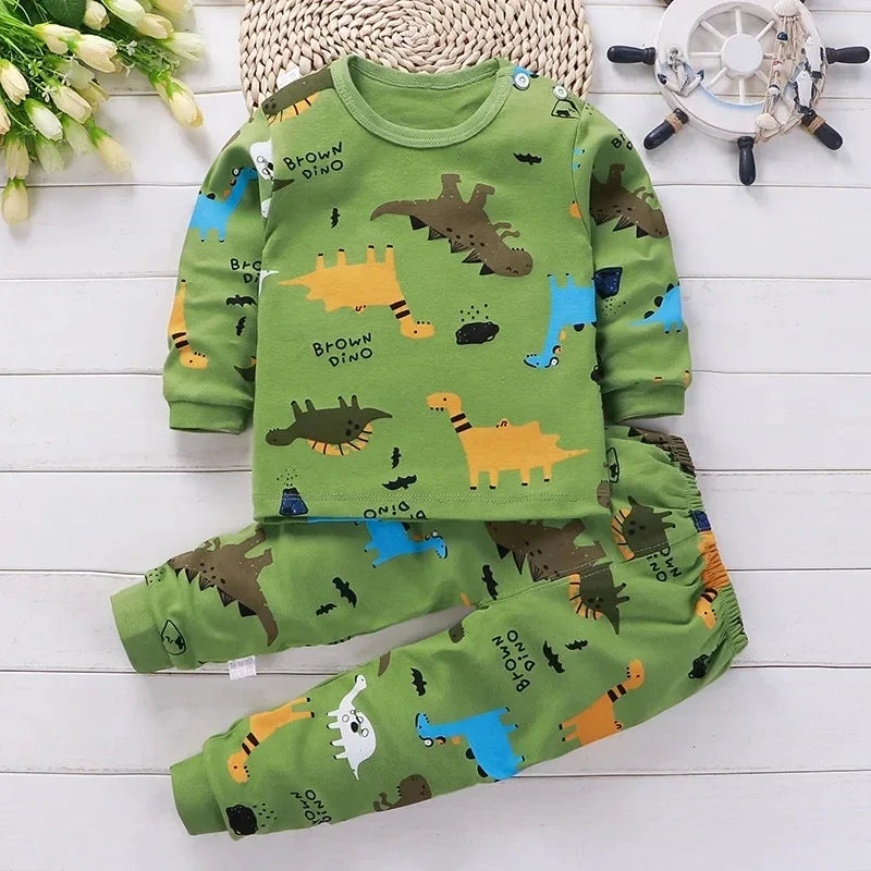 Kids Cotton Pajama Set – Cozy Autumn/Winter Sleepwear