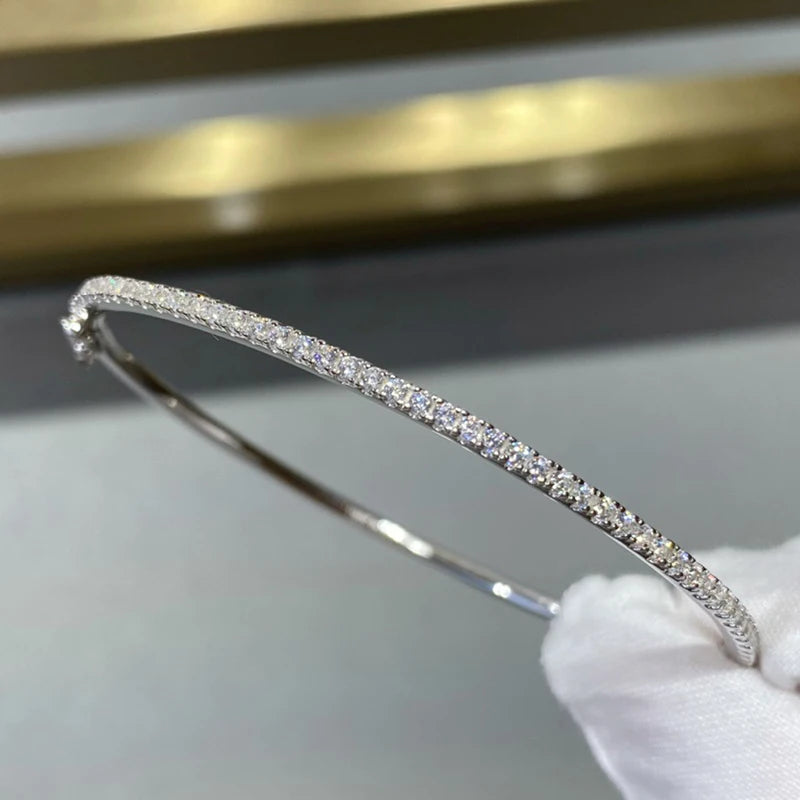 925 Sterling Silver Spinning Bangle with Cubic Zirconia