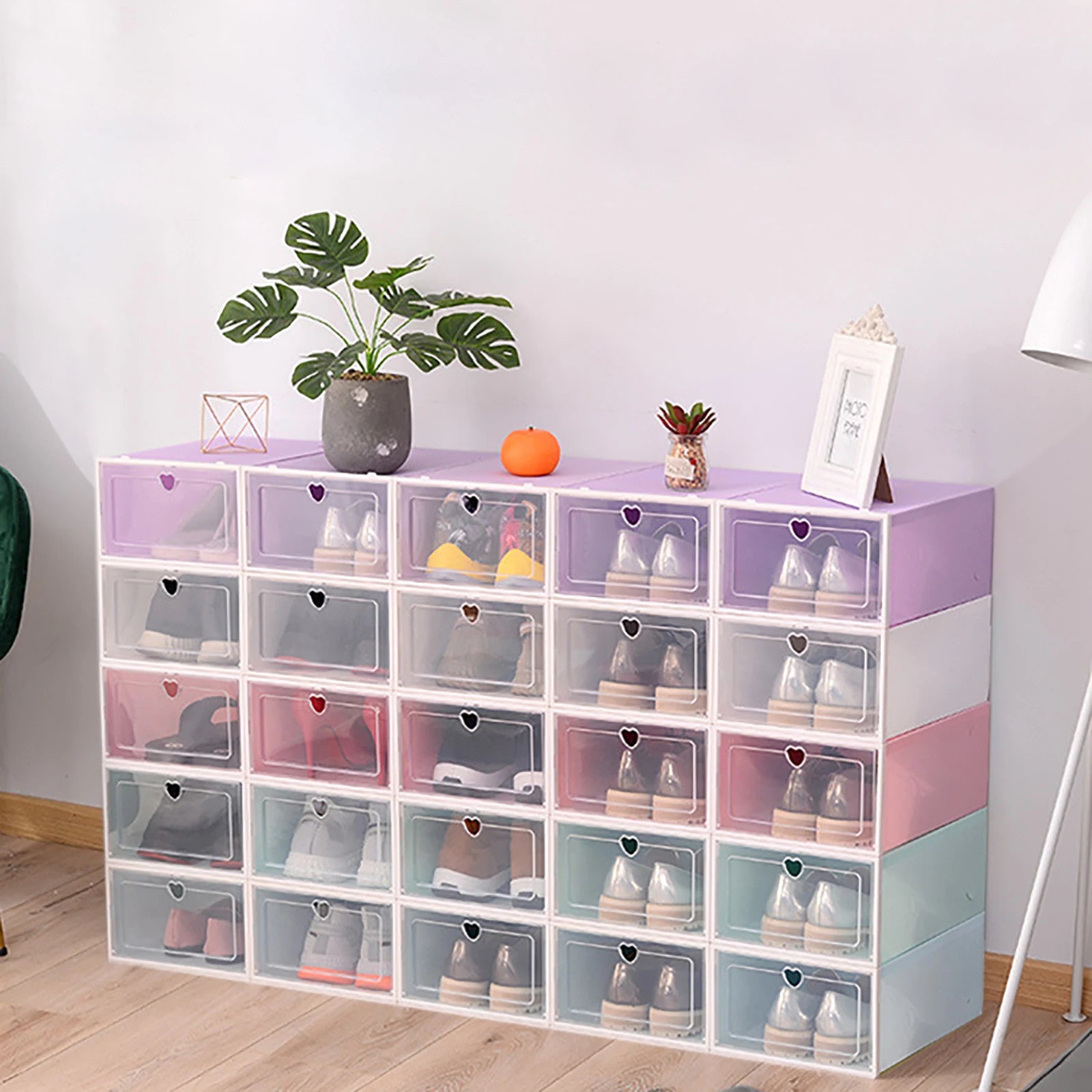 Clear Stackable Shoe Storage Boxes – Set of 20
