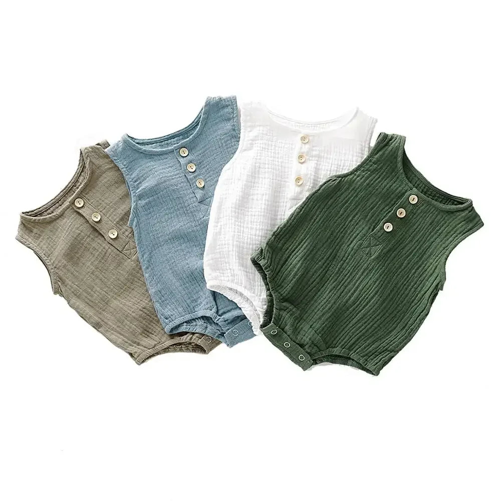 Summer Muslin Baby Romper – Sleeveless One-Piece