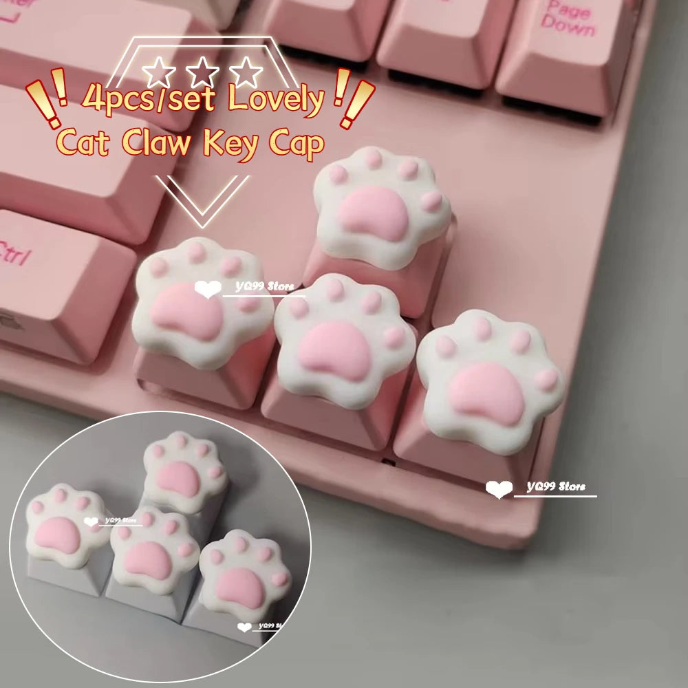Cat Paw Keycaps Set of 4 - Cute Mechanical Keyboard Keys