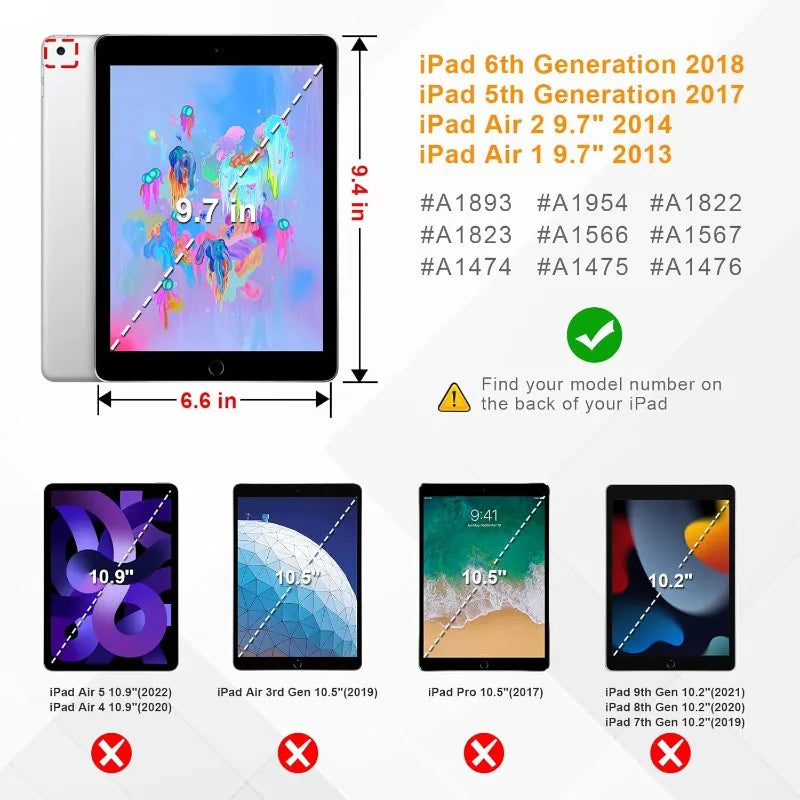 Magnet Case For iPad Air 1 Air2 Soft Silicon Stand Cover iPad Case iPad 9.7 5th 6th gen A1822 A1893 A1566 A1474 fundas