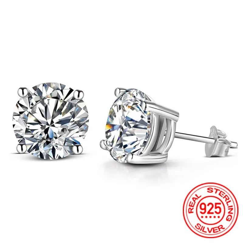 0.5-2 Carat 8.0mm D Color Moissanite 100% 925 Sterling Silver Stud...