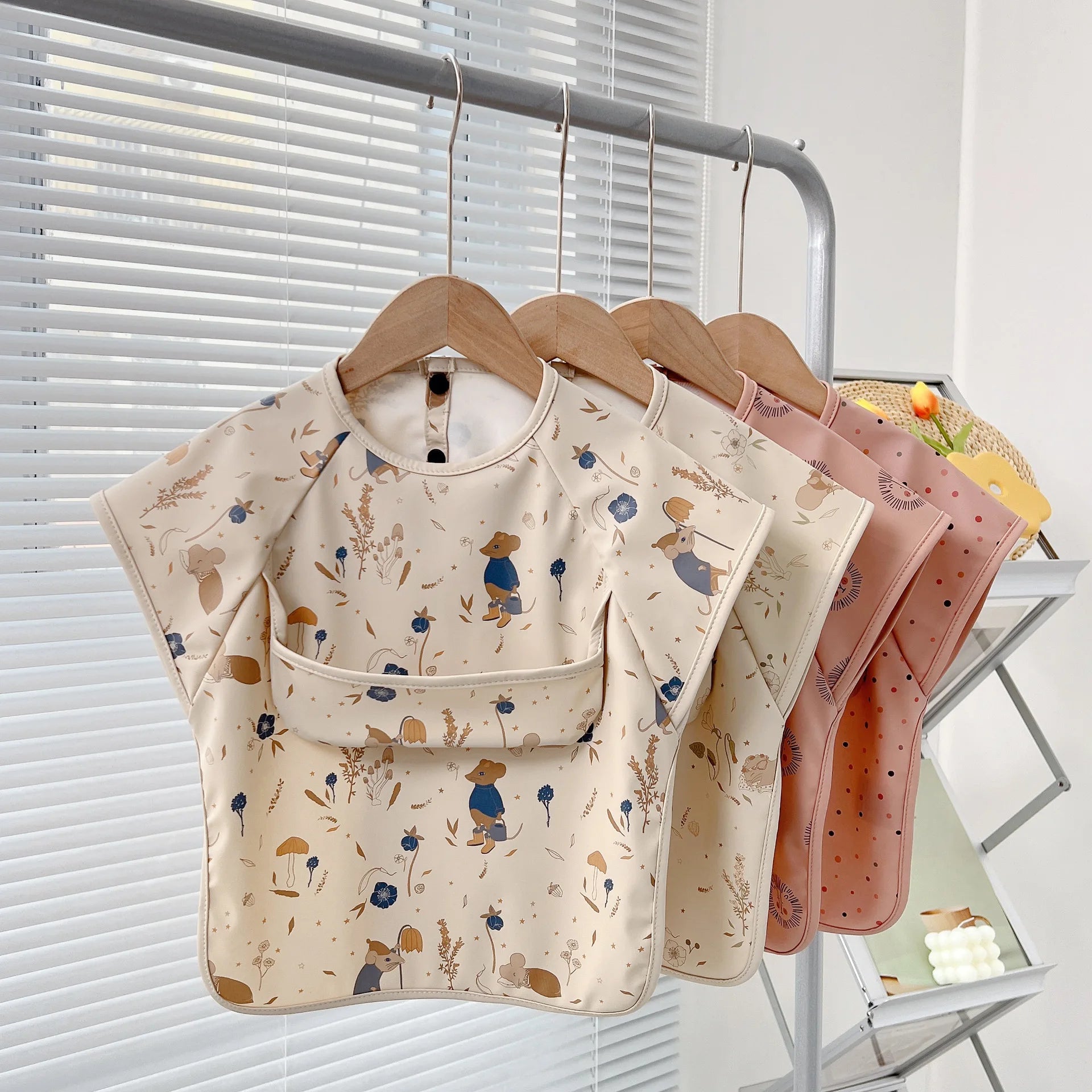 Waterproof Baby Bibs with Short Sleeves