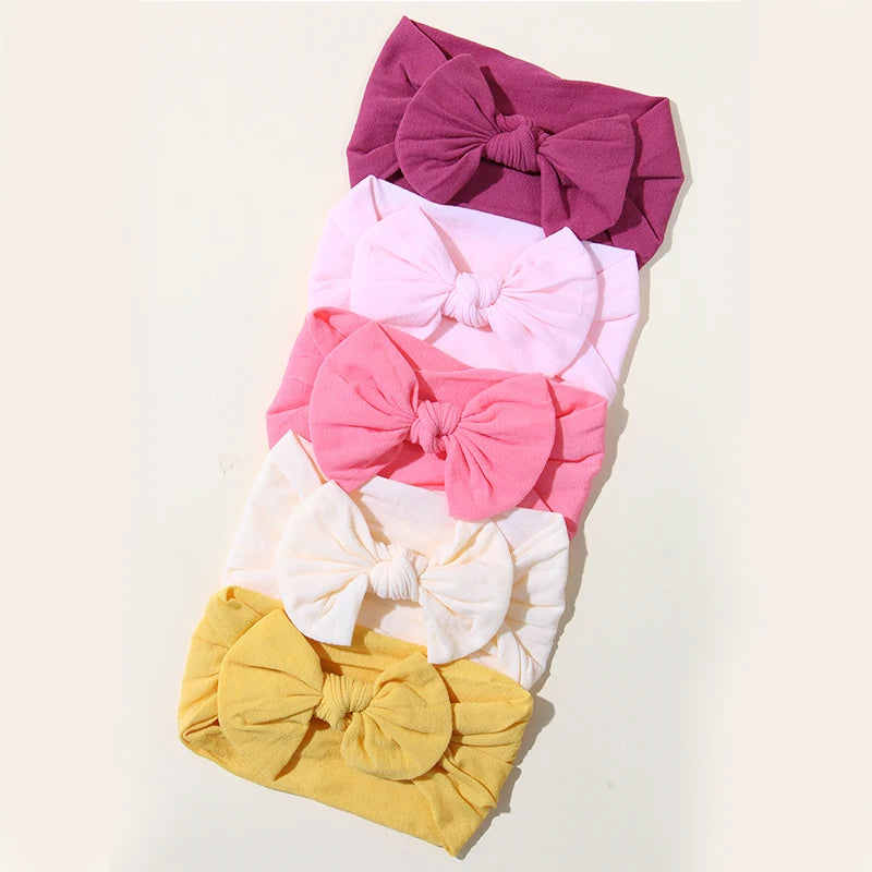 Soft Elastic Baby Headbands Set – 5 Adorable Bows
