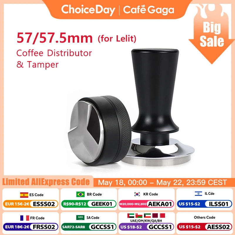 Espresso Distributor & Leveler Tamper – 57mm for Lelit