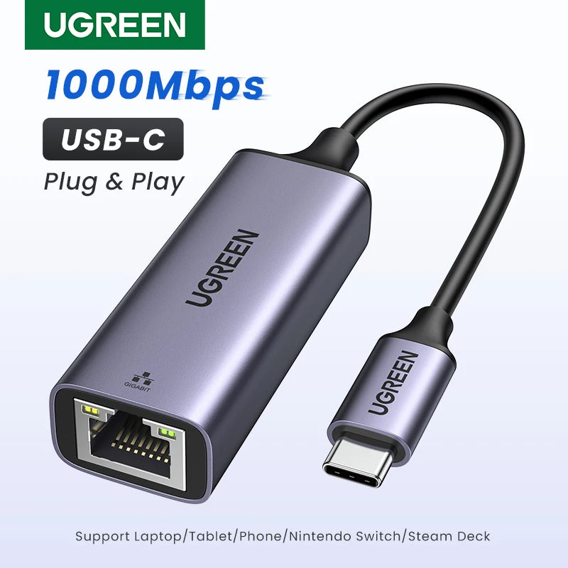 UGREEN USB Ethernet 1000Mbps USB C to RJ45 Lan Thunderbolt 3 for Laptop PC MacBook Samsung Windows Type C Network Card I