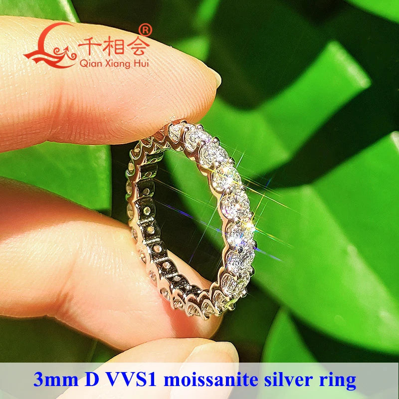 Moissanite Eternity Band Ring in S925 Silver - Boho Chic Jewelry