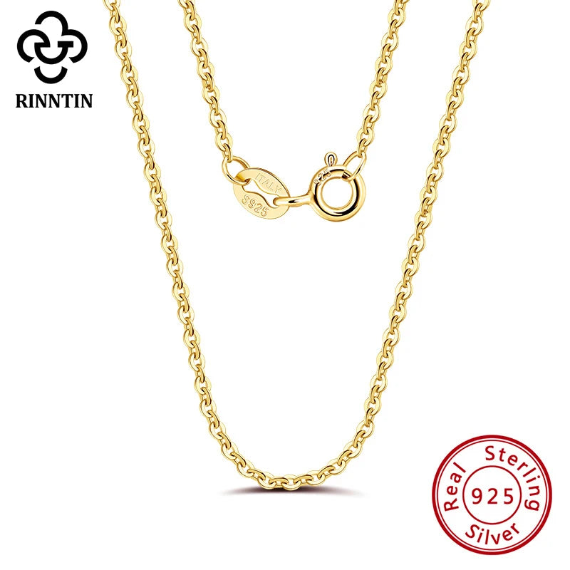 Gold Cable Link Sterling Silver Necklace