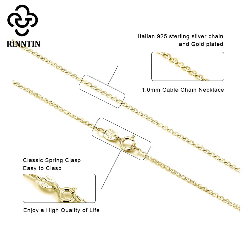 Gold Cable Link Sterling Silver Necklace