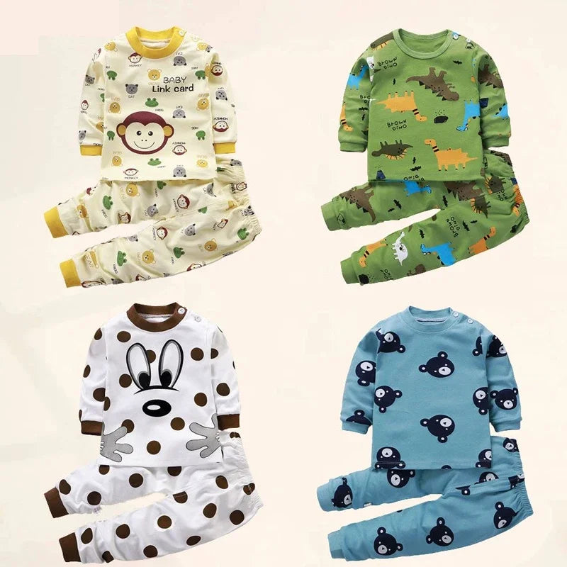 Kids Cotton Pajama Set – Cozy Autumn/Winter Sleepwear