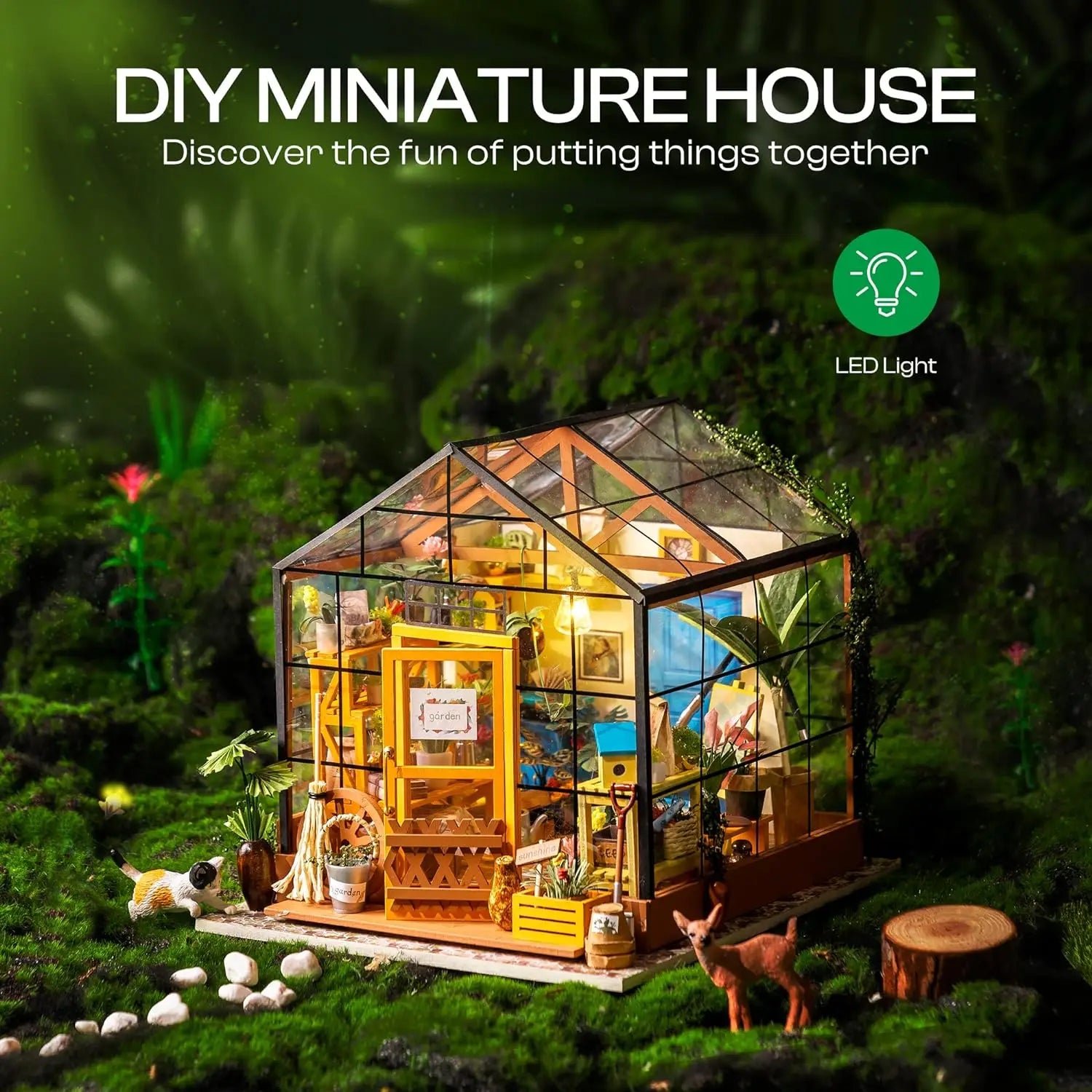 Cathy's Flower House DIY Miniature Dollhouse Kit with LED