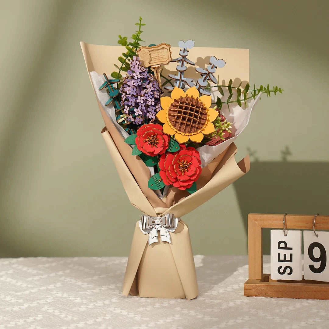 Robotime Rowood DIY Wooden Flower Bouquet Beautiful Hand-Make Gifts Eco-friend Materials 3D Wooden Puzzle for GirlFriend