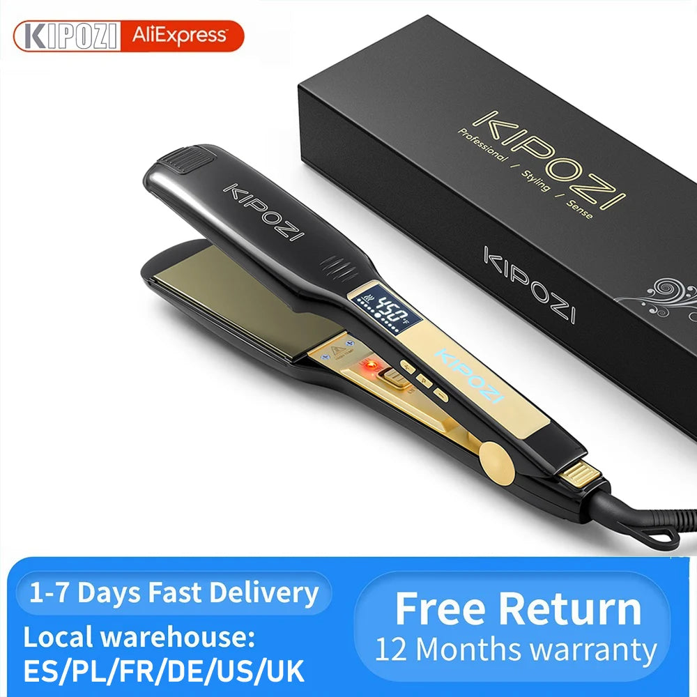 Titanium Flat Iron Hair Straightener with LCD Display