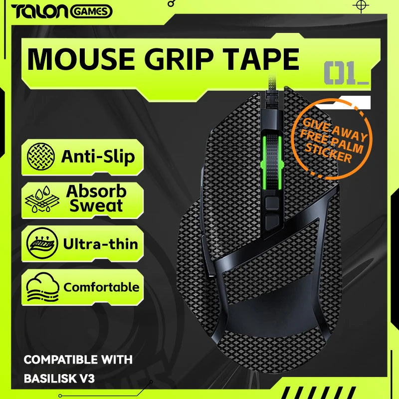 Mouse Grip Tape for Razer Basilisk V3 PRO | Comfort & Control
