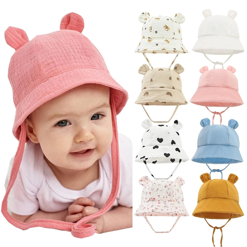 Muslin Baby Bucket Hat – Soft Cotton Sun Protection